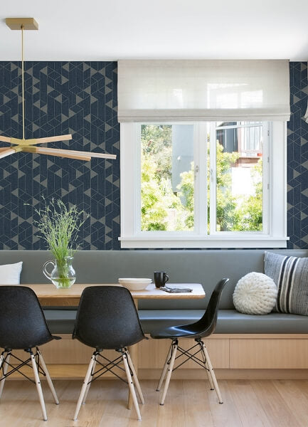 Fairbank Navy Linen Geometric Wallpaper
