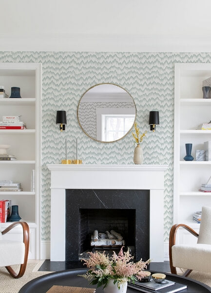 Holmby Seafoam Brushstroke Zigzag Wallpaper