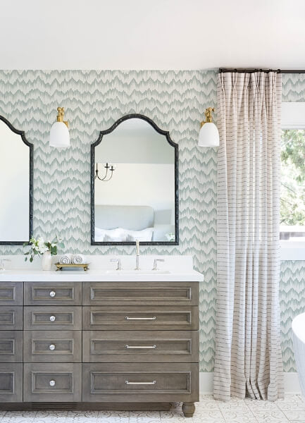 Holmby Seafoam Brushstroke Zigzag Wallpaper