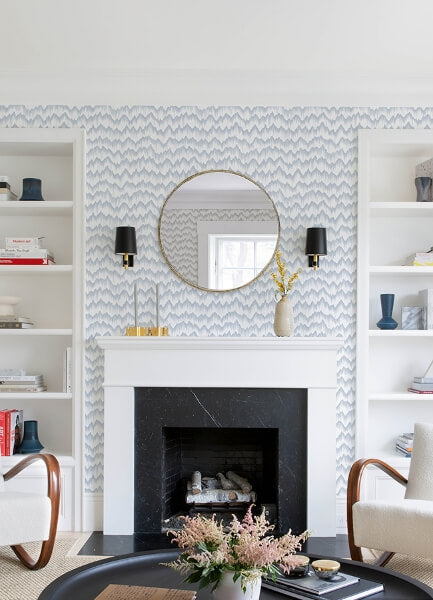 Holmby Light Blue Brushstroke Zigzag Wallpaper