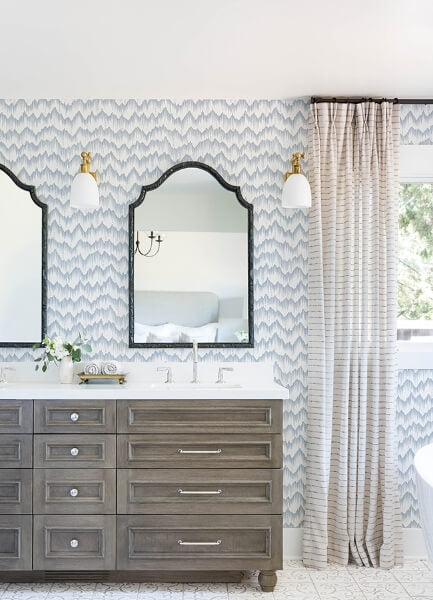 Holmby Light Blue Brushstroke Zigzag Wallpaper
