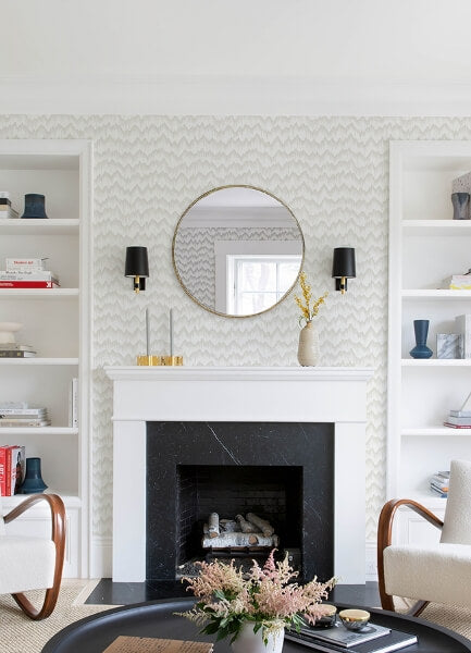 Holmby Bone Brushstroke Zigzag Wallpaper