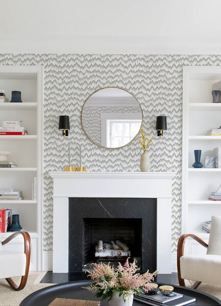 Holmby Grey Brushstroke Zigzag Wallpaper
