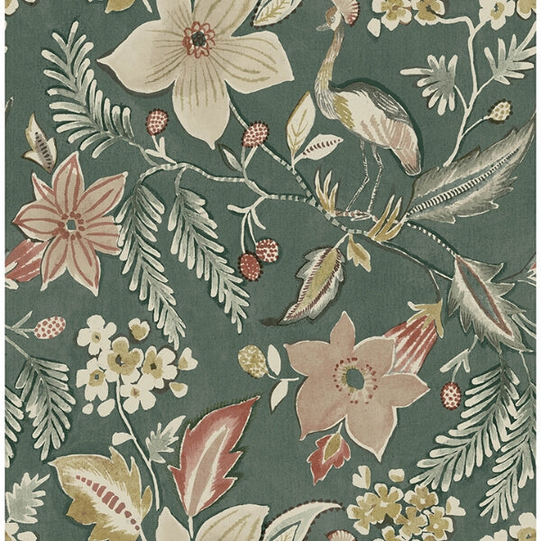 Crestwood Sea Green Crowned Crane Wallpaper