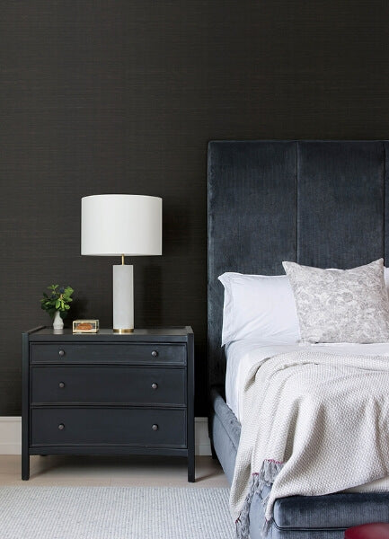 Colcord Black Sisal Grasscloth Wallpaper