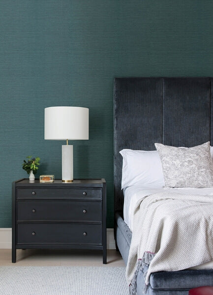 Colcord Teal Sisal Grasscloth Wallpaper
