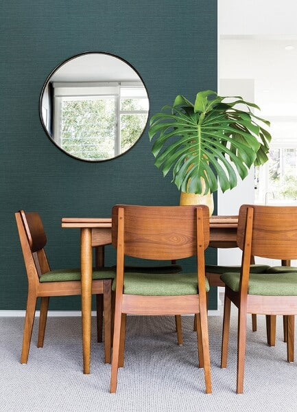 Colcord Teal Sisal Grasscloth Wallpaper