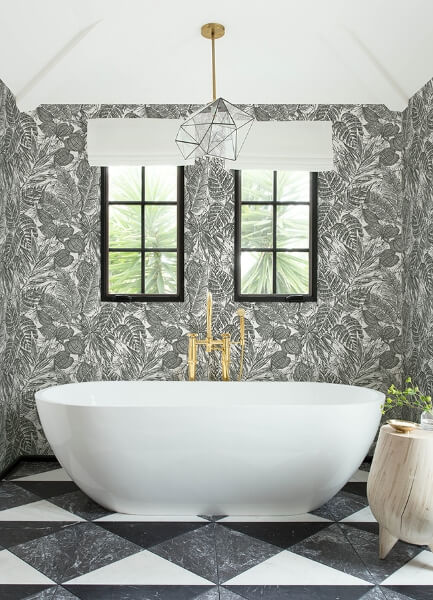Brentwood Black Palm Leaves Wallpaper