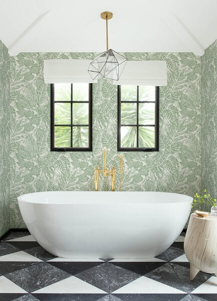 Brentwood Green Palm Leaves Wallpaper