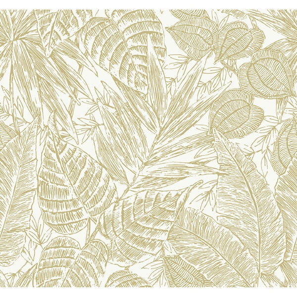 Brentwood Yellow Palm Leaves Wallpaper