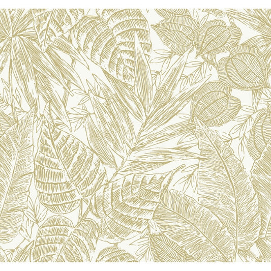 Brentwood Yellow Palm Leaves Wallpaper