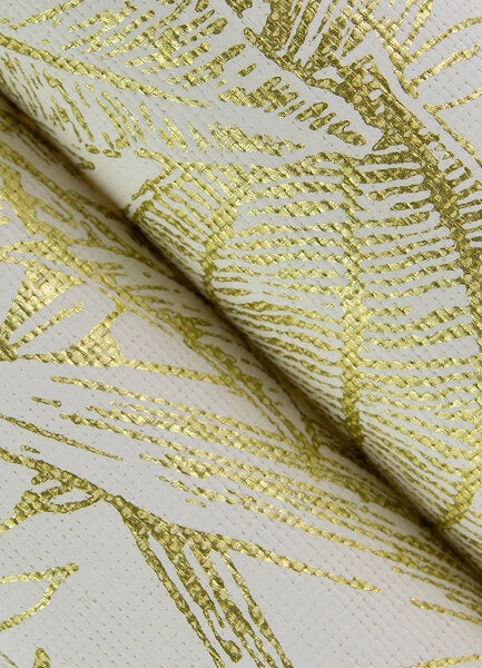 Brentwood Yellow Palm Leaves Wallpaper