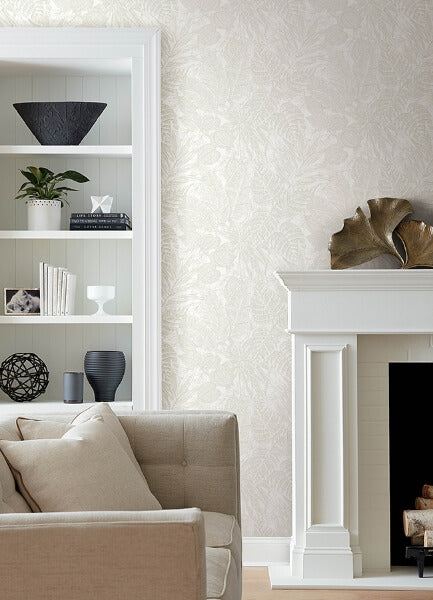 Brentwood Bone Palm Leaves Wallpaper