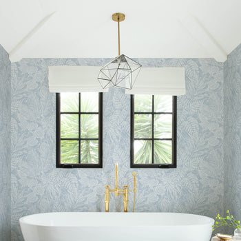 BRENTWOOD SKY BLUE PALM LEAVES WALLPAPER