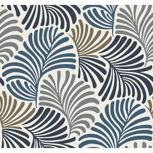 Trousdale Dark Blue Fanning Flora Wallpaper