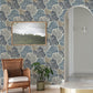 Trousdale Dark Blue Fanning Flora Wallpaper