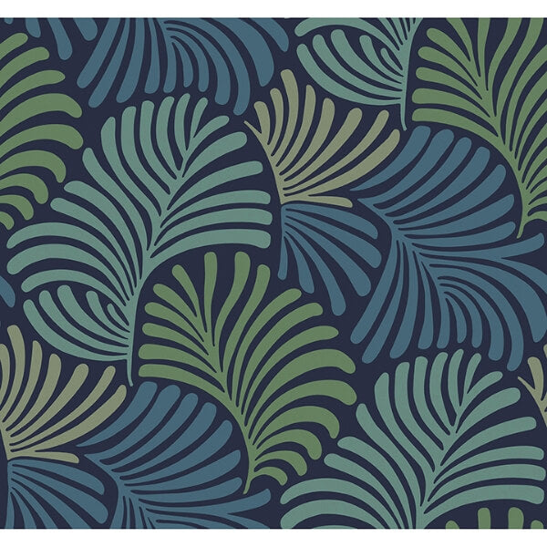 Trousdale Navy Fanning Flora Wallpaper