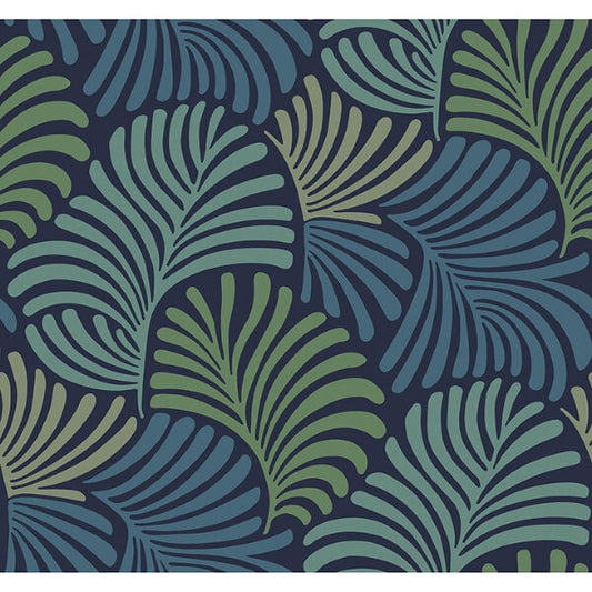 Trousdale Navy Fanning Flora Wallpaper