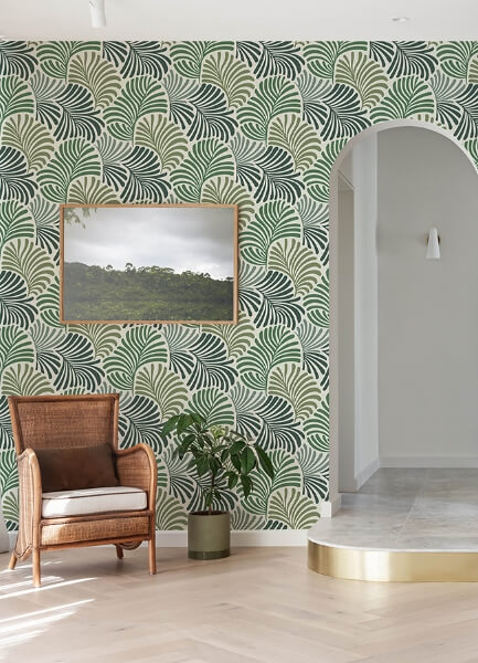 Trousdale Green Fanning Flora Wallpaper