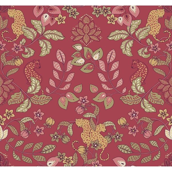 Getty Raspberry Jungle Damask Wallpaper