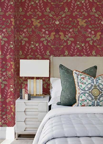 Getty Raspberry Jungle Damask Wallpaper