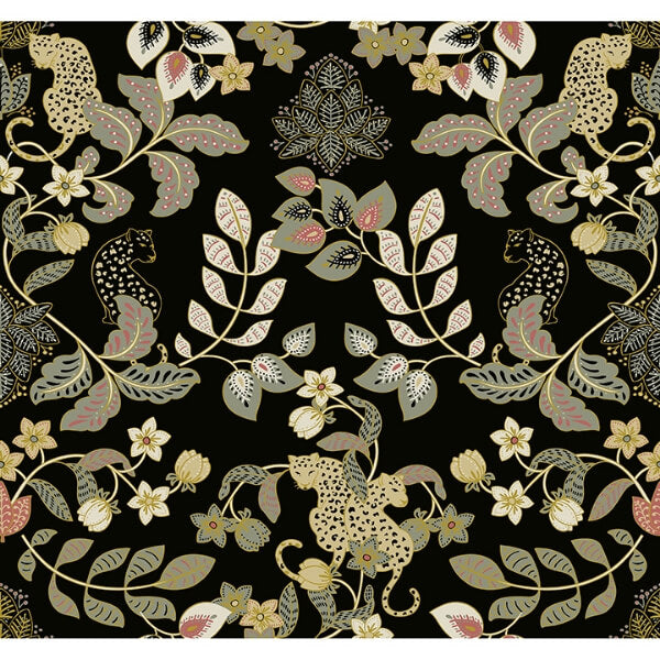 Getty Black Jungle Damask Wallpaper