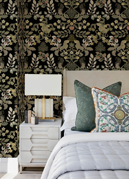 Getty Black Jungle Damask Wallpaper