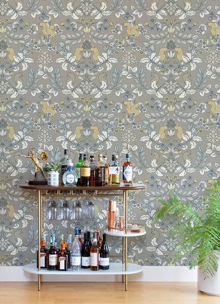 Getty Grey Jungle Damask Wallpaper
