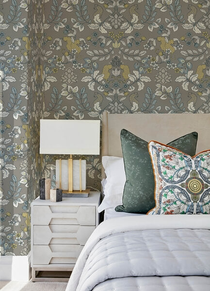 Getty Grey Jungle Damask Wallpaper