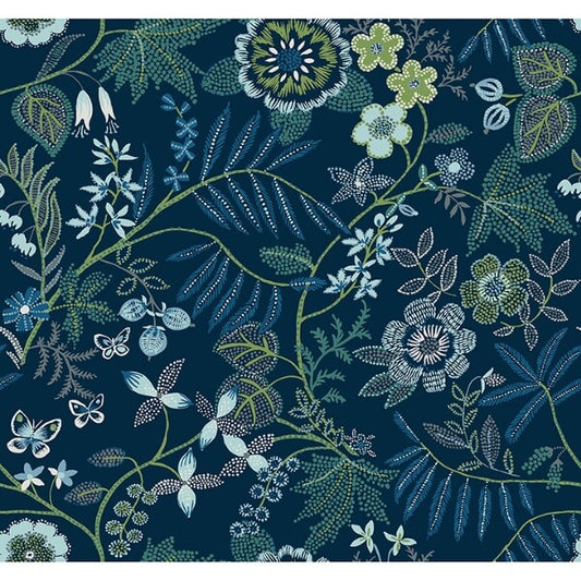 Marilyn Dark Blue Floral Trail Wallpaper