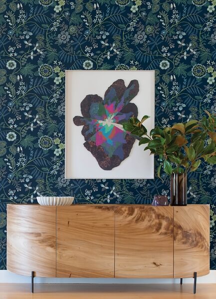 Marilyn Dark Blue Floral Trail Wallpaper