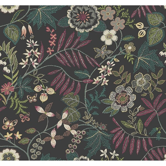 Marilyn Black Floral Trail Wallpaper
