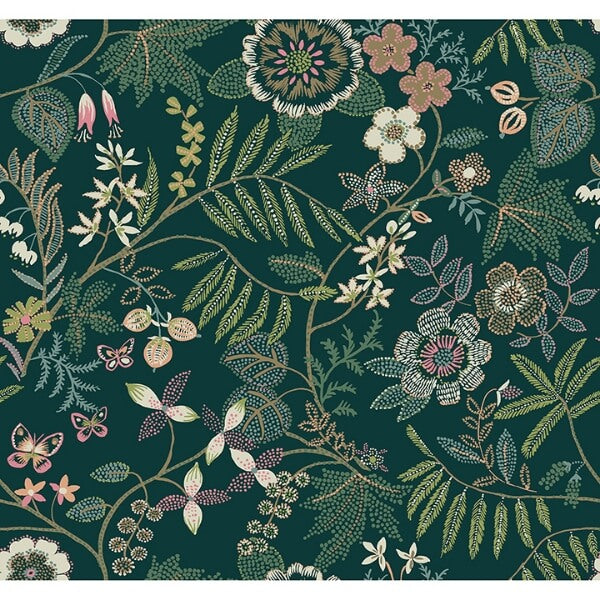 Marilyn Green Floral Trail Wallpaper