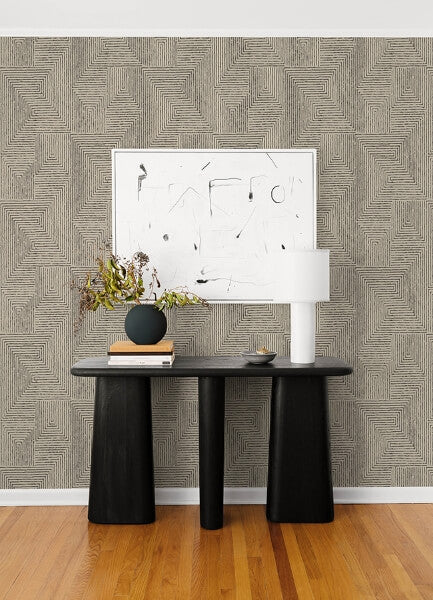 Mortenson Taupe Geometric Wallpaper