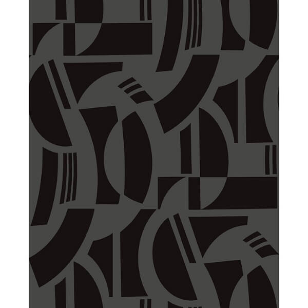 Carter Black Geometric Flock Wallpaper