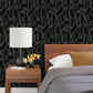 Carter Black Geometric Flock Wallpaper