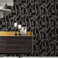 Carter Black Geometric Flock Wallpaper
