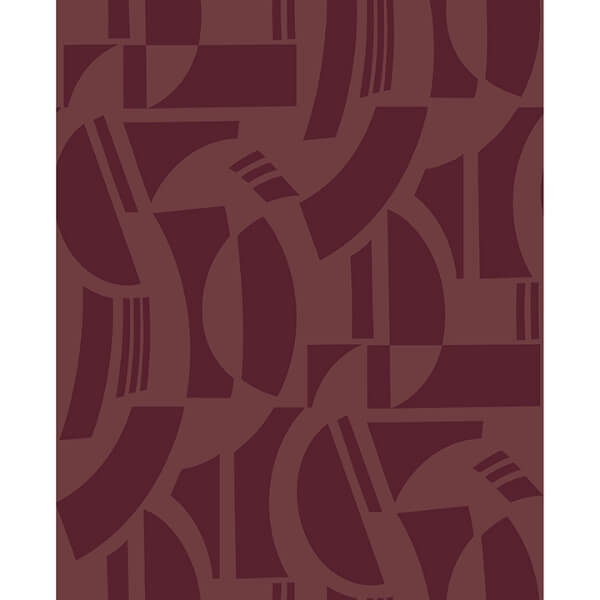 Carter Burgundy Geometric Flock Wallpaper