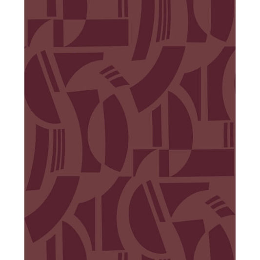 Carter Burgundy Geometric Flock Wallpaper