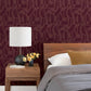 Carter Burgundy Geometric Flock Wallpaper