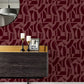 Carter Burgundy Geometric Flock Wallpaper