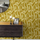 Carter Gold Geometric Flock Wallpaper