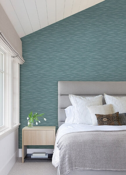 Benson Dark Blue Faux Fabric Wallpaper