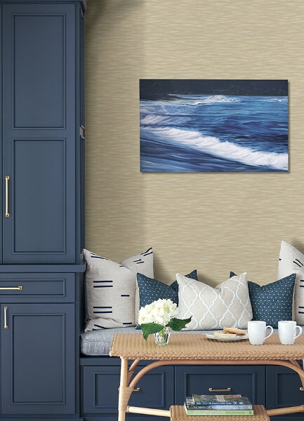 Benson Yellow Faux Fabric Wallpaper