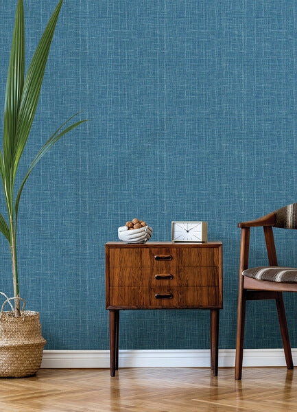 Emerson Blue Linen Wallpaper
