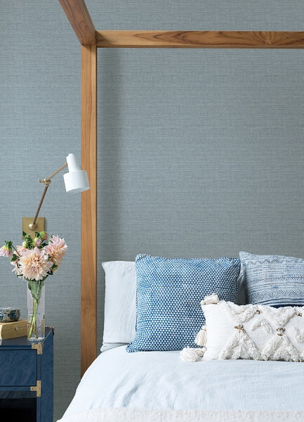 Agave Slate Faux Grasscloth Wallpaper