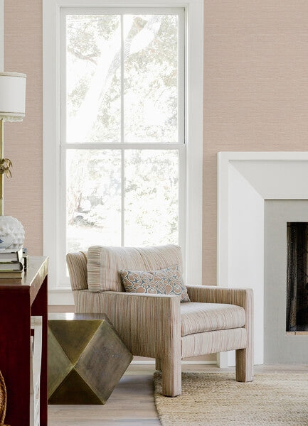 Agave Light Pink Faux Grasscloth Wallpaper