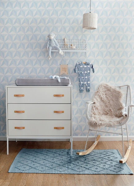 Adella Sky Blue Geometric Wallpaper