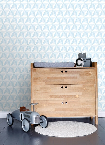 Adella Sky Blue Geometric Wallpaper