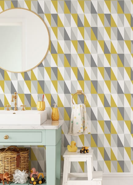 Inez Mustard Geometric Wallpaper